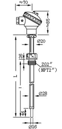 煙道、風道熱電偶